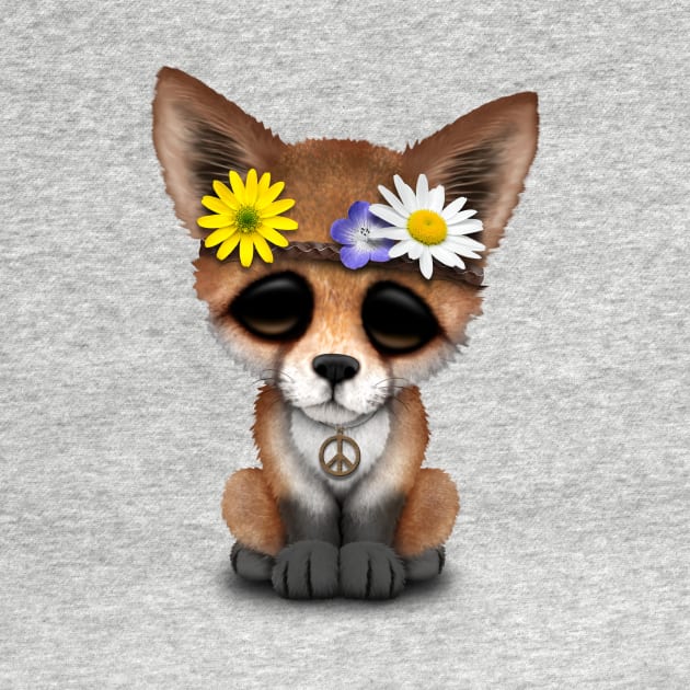 Cute Baby Fox Hippie by jeffbartels